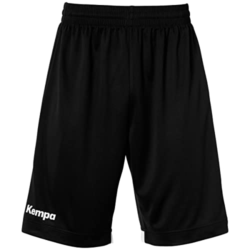 Kempa Player Long Shorts Herren - 2face Dry tech und atmungsaktiv - 100% Polyester - Kurze Hose Shorts für Sport Fitness Gym Basketball Handball Joggi, Schwarz/Weiß, S von Kempa