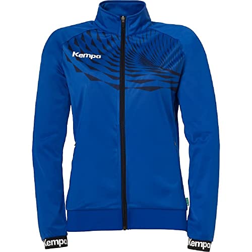 Kempa Wave 26 Poly Jacket Women Damen Mädchen Sport Fußball Trainingsjacke Sweatshirt Jacke Sweatjacke - elastisches Trainings-Sweatshirt mit Reißverschluss-Taschen - taillierter Schnitt, XXL von Kempa