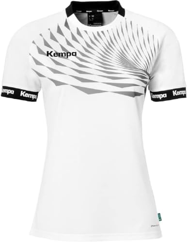 Kempa Herren Wave 26 Shirt Women Damen Mädchen Sportshirt Kurzarm Funktionsshirt Handball Gym Fitness Trikot, Weiß/Grau, M EU von Kempa