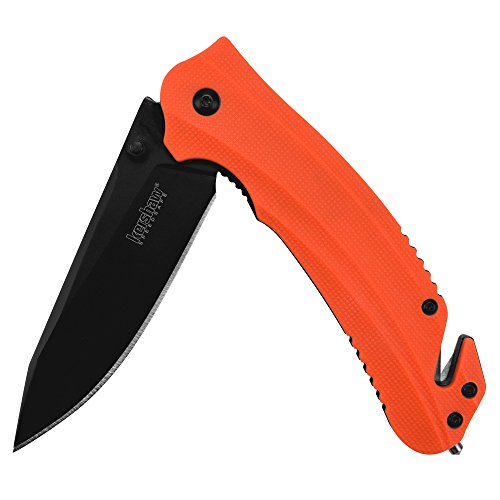 Kershaw, Klappmesser, Barricade Linerlock, Klinge: 8.9 cm, Drop Point, Orange, Taschenmesser, extended Tang, Daumen Pin, Taschenclip von Kershaw