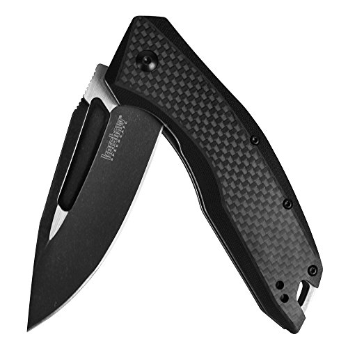 Kershaw, Klappmesser, Flourish Linerlock, Klinge: 8.9 cm, Drop Point, G10, schwarz, Taschenmesser, extended Tang, Taschenclip, Stonewashed Kershaw, Klappmesser, Flourish Linerlock, Klinge: 8.9 cm, Drop Point, G10, schwarz, Taschenmesser, extended Tang, Taschenclip, Stonewashed von Kershaw