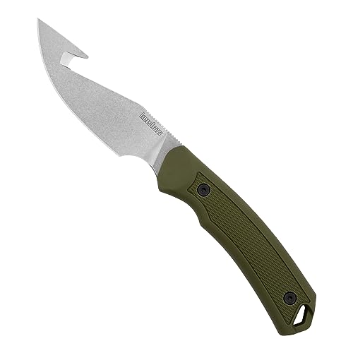 Kershaw Deschutes Skinner mit Darmhaken, feste Klinge, 8,1 cm Full Tang D2 Edelstahlmesser, inklusive Scheide von Kershaw