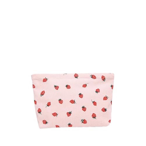 Kexpery – Damen Cord-Kosmetiktasche, Kosmetiktasche mit Erdbeer-Druck, Kulturbeutel, Stiftetasche, Aufbewahrungstasche, Tasche, Pink, Lässig Kexpery – Damen Cord-Kosmetiktasche, Kosmetiktasche mit Erdbeer-Druck, Kulturbeutel, Stiftetasche, Aufbewahrungstasche, Tasche, Pink, Lässig von Kexpery