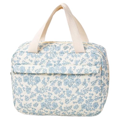 Kexpery Gesteppte Kosmetiktasche aus Baumwolle - Kosmetiktasche Blumenmuster mit Reißverschluss - Kulturbeutel - Großer Make-up-Organizer - Kulturbeutel für, Stil 1, Fashion von Kexpery