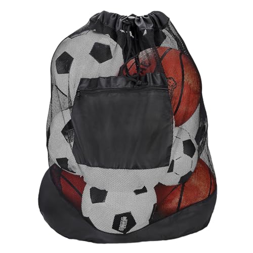 Kexpery Große Sportballtasche mit Schultergurt, robuste Kordelzug-Taschen aus Netzstoff, sichere Seitentasche, Fitnessstudio, Sportausrüstung, Tasche für Basketball, Volleyball, Baseball von Kexpery
