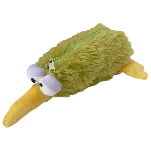 Kexpery Kiwi Bird Federmäppchen in Vogelform für 20 Stifte, niedliche Plüsch-Federtasche, Kapazität, Federmäppchen in Tierform für Jungen und Mädchen, C, grün, von Kexpery