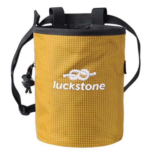 Kexpery Kletterausrüstung mit Kreidebürste, Premium-Kreidebeutel, wasserdicht, mit 2 großen Reißverschlusstaschen für Klettern, Gymnastik zum Klettern (Gelb) von Kexpery