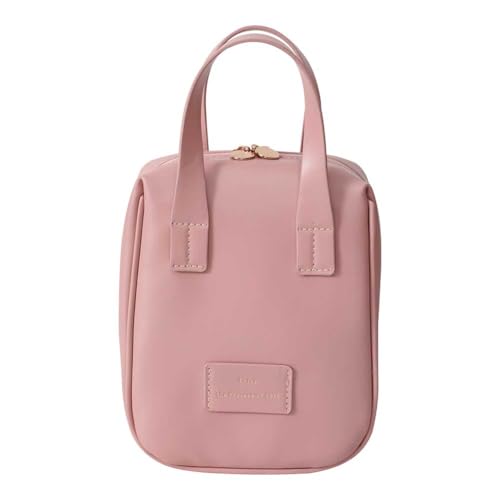 Kexpery Kosmetiktasche für Damen, mit Fächern, Kulturbeutel aus PU-Leder, wasserdicht, für Reisen, Arbeit, Shopping, Pink, Lässig von Kexpery