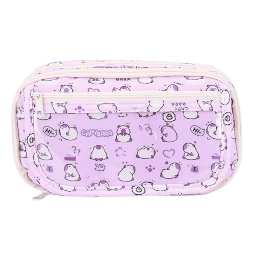 Kexpery Niedliche Kawaii Capibala Stiftebox mit Reißverschluss für Mädchen, tragbare Schreibwarentasche, Stiftetasche für Schule und Büro, violett, 200.00x20.00x60.00mm/7.87x0.79x2.36inch, Fashion von Kexpery