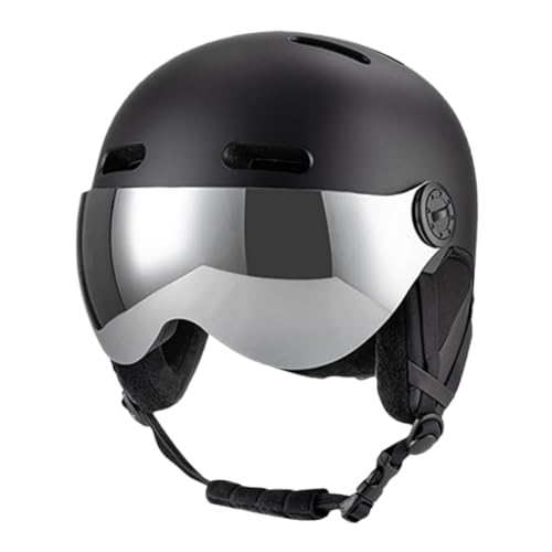 Kexpery Ski-Schutzhelm mit Abnehmbarer Brille, Schnee-Skihelm mit Gehörschutz, ABS-Schale und -Schaum, zum Skifahren, Skateboarden, Snowboarden (schwarz, S) von Kexpery