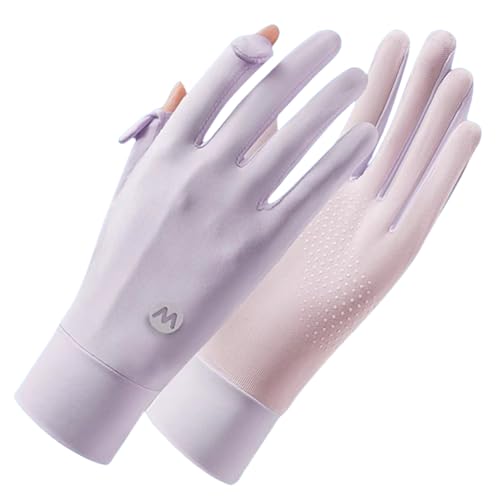 Kexpery UV-Schutzhandschuhe für Damen, Vollfinger, Touchscreen, ultradünn, atmungsaktiv, rutschfest, für das Fahren mit dem Fahrrad (Violett) von Kexpery