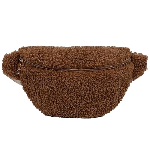 Kexpery Unisex pelzige Bauchtasche mit Reißverschluss, flauschige Umhängetasche, modisch, multifunktional, faltbar, leicht, für Mädchen und Jungen, dunkelbraun, Einheitsgröße Kexpery Unisex pelzige Bauchtasche mit Reißverschluss, flauschige Umhängetasche, modisch, multifunktional, faltbar, leicht, für Mädchen und Jungen, dunkelbraun, Einheitsgröße von Kexpery