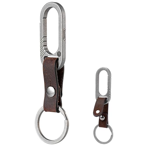 KeyUnity KM24 Titanium Carabiner Leather Keychain Clip with Detachable Strap for Men & Women KeyUnity KM24 Titanium Carabiner Leather Keychain Clip with Detachable Strap for Men & Women von KeyUnity