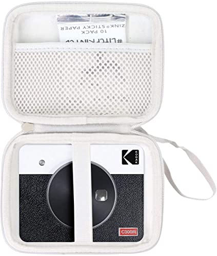 Khanka Tasche Kompatibel für Kodak Mini Shot 3 Retro C300R & Mini 3 Retro P300R Tragbare Sofortbildkamera Mobiler Handy Fotodrucker (Grau/Weiß) von Khanka