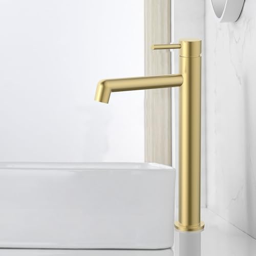 Kibath Waschbeckenarmatur, Einhebelmischer, hoher Bär, gebürstetes Gold, aus Messing Kibath Waschbeckenarmatur, Einhebelmischer, hoher Bär, gebürstetes Gold, aus Messing von Kibath