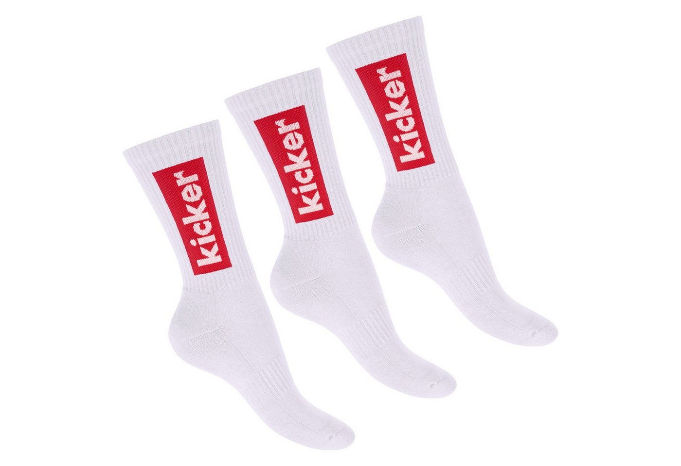 Kicker Tennissocken kicker Damen & Herren Crew Socks (3 Paar) Weiß 35-38 (3-Paar) von Kicker
