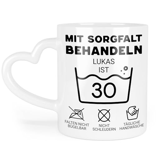 Kiddle-Design Personalisierte Tasse 30. Geburtstag - Mit Sorgfalt behandeln das Gute Stück ist 30-30ter Geburtstag Lustiges Geschenk Frau Mann, Tasse mit Herzhenkel Kiddle-Design Personalisierte Tasse 30. Geburtstag - Mit Sorgfalt behandeln das Gute Stück ist 30-30ter Geburtstag Lustiges Geschenk Frau Mann, Tasse mit Herzhenkel von Kiddle-Design