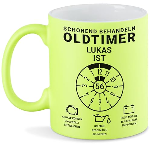 Kiddle-Design Personalisierte Tasse 56. Geburtstag, Schonend behandeln Oldtimer ist 56, 56ter Geburtstag Lustiges Geschenk Mann Frau, Tasse Neon-Gelb Kiddle-Design Personalisierte Tasse 56. Geburtstag, Schonend behandeln Oldtimer ist 56, 56ter Geburtstag Lustiges Geschenk Mann Frau, Tasse Neon-Gelb von Kiddle-Design