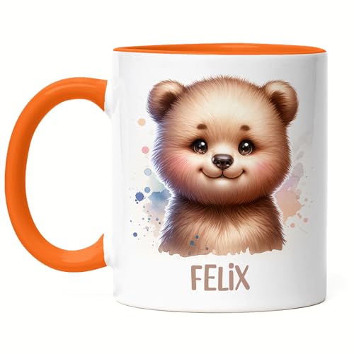 Kindertasse mit Namen Personalisiert, Personalisierte Tasse Kinder mit Bär, Namenstasse Bärentasse, Kinderbecher als Geschenk zur Taufe, Geburt Weihnachten - Tasse Orange Kindertasse mit Namen Personalisiert, Personalisierte Tasse Kinder mit Bär, Namenstasse Bärentasse, Kinderbecher als Geschenk zur Taufe, Geburt Weihnachten - Tasse Orange von Kiddle-Design