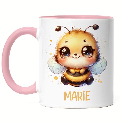 Kindertasse mit Namen Personalisiert, Personalisierte Tasse Kinder mit Biene, Namenstasse Bienetasse, Kinderbecher als Geschenk zur Taufe, Geburt Weihnachten - Tasse Rosa Kindertasse mit Namen Personalisiert, Personalisierte Tasse Kinder mit Biene, Namenstasse Bienetasse, Kinderbecher als Geschenk zur Taufe, Geburt Weihnachten - Tasse Rosa von Kiddle-Design