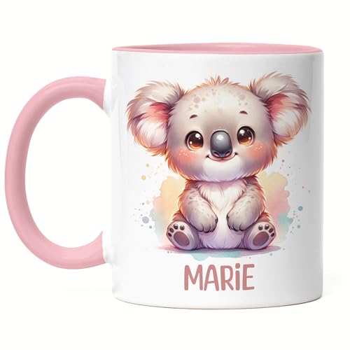 Kindertasse mit Namen Personalisiert, Personalisierte Tasse Kinder mit Koala, Namenstasse Koalatasse, Kinderbecher als Geschenk zur Taufe, Geburt Weihnachten - Tasse Rosa Kindertasse mit Namen Personalisiert, Personalisierte Tasse Kinder mit Koala, Namenstasse Koalatasse, Kinderbecher als Geschenk zur Taufe, Geburt Weihnachten - Tasse Rosa von Kiddle-Design