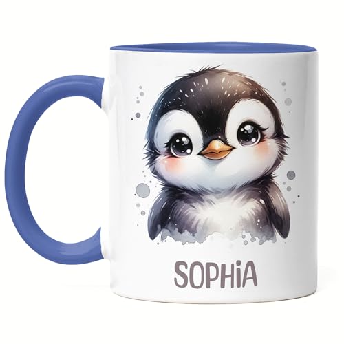 Kindertasse mit Namen Personalisiert, Personalisierte Tasse Kinder mit Pinguin, Namenstasse Pinguintasse, Kinderbecher als Geschenk zur Taufe, Geburt Weihnachten - Tasse Blau Kindertasse mit Namen Personalisiert, Personalisierte Tasse Kinder mit Pinguin, Namenstasse Pinguintasse, Kinderbecher als Geschenk zur Taufe, Geburt Weihnachten - Tasse Blau von Kiddle-Design