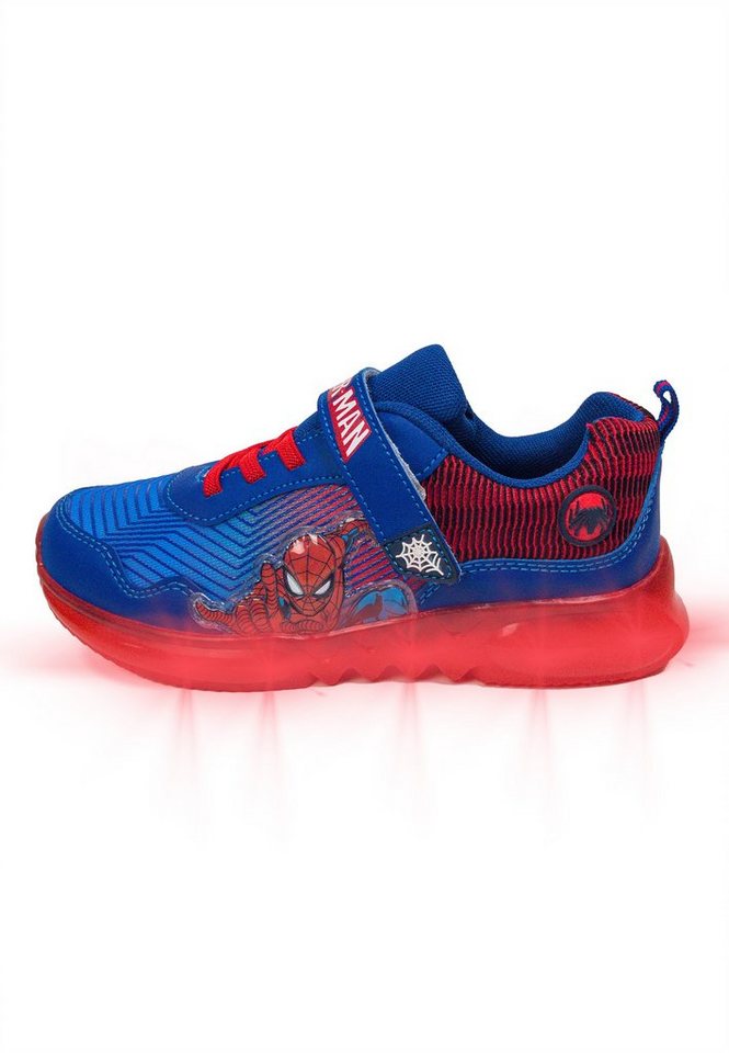 Kids2Go Spiderman - Skate Sportschuh/Sneaker mit Blinklicht Sneaker (1-tlg) Mit Klettverschluss. Vegan. LED-Außensohle. Logodruck. Motivpatch von Kids2Go