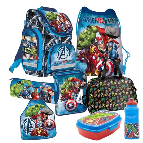 Avengers 8 Teile Set Schulranzen Ranzen Federmappe Tornister Thor Captain America Hulk Iron Man mit Sticker-von-Kids4shop von Kids4shop