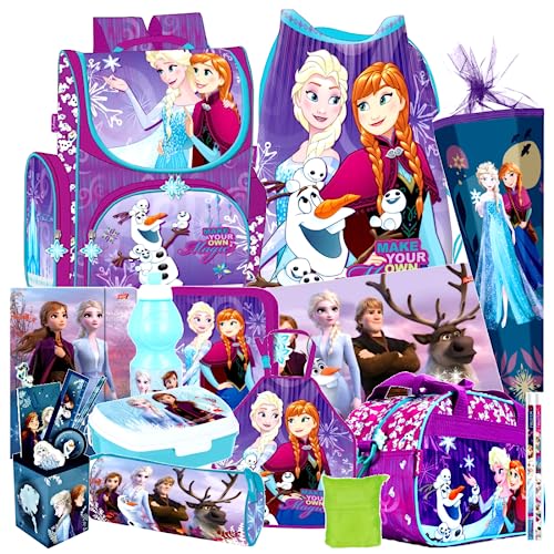 Frozen Eiskönigin ELSA Olaf 21 Teile Schulranzen Tornister RANZEN Schulrucksack Set Schultüte 85 cm Sporttasche mit Sticker-von-Kids4shop von Kids4shop
