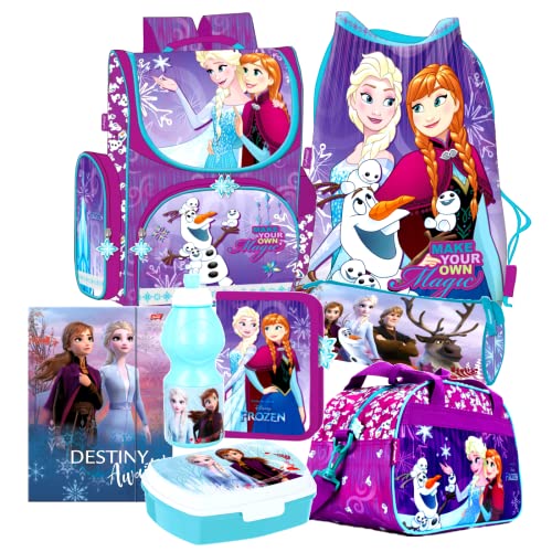 Frozen Eiskönigin ELSA Olaf Anna 8 Teile Set Schulranzen Ranzen Federmappe Tasche Tornister Sporttasche mit Sticker-von-Kids4shop von Kids4shop