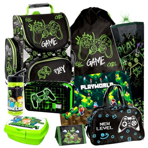 Minecraft Games Play Pixel 10 Teile Set Tornister Ranzen Schulranzen Tasche Federmappe mit Sticker-von-Kids4shop Schulrucksack Minecraft Games Play Pixel 10 Teile Set Tornister Ranzen Schulranzen Tasche Federmappe mit Sticker-von-Kids4shop Schulrucksack von Kids4shop
