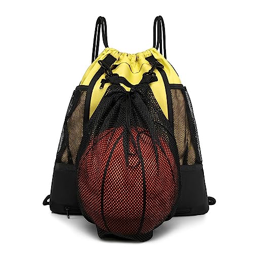 Basketball Sporttasche Fußball Schultertaschen Kordelzug Rucksack Doppelten Seitentaschen von KieTeiiK