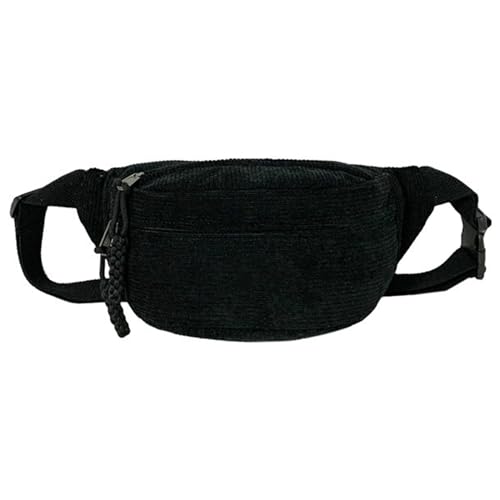 KieTeiiK Umhängetasche, modische Cord-Hüfttasche für Damen, stilvolle und praktische Bauchtasche, Brusttaschen für lässige Ausflüge, Schwarz , 13.38x5.9x4.33in von KieTeiiK