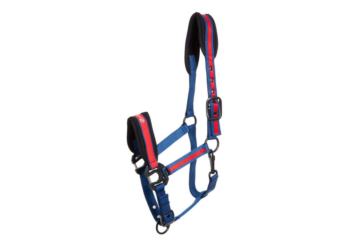 Kieffer Reithalfter Supreme Nylon-Halfter für Pferde - blau/rot - Warmblut von Kieffer