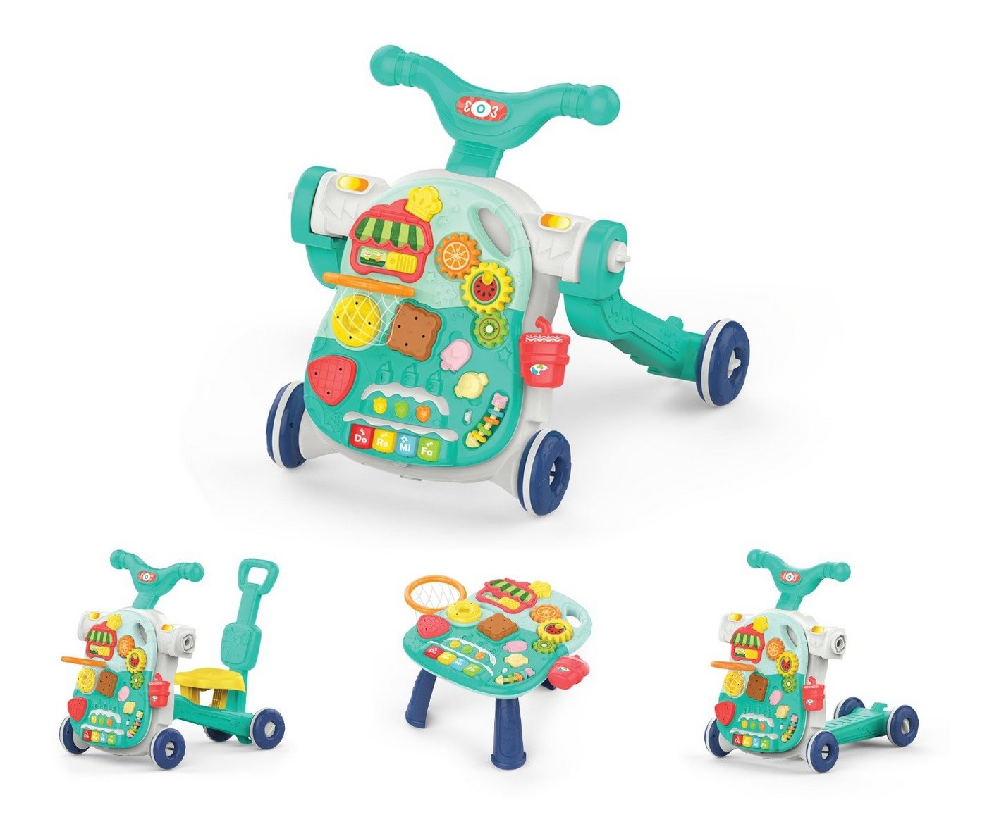 Kikkaboo Lauflernhilfe Lauflernwagen 4 in 1 Sweet, Escape Spieltisch Roller Rutscher Musik Korb von Kikkaboo