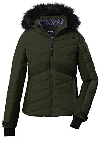 Killtec Damen Ksw 210 Wmn Qltd Jckt Skijacke Jacke in Daunenoptik mit abzippbarer Kapuze und Schneefang, dunkeloliv, 46 EU von Killtec