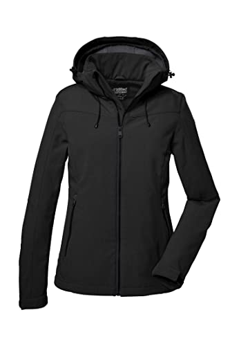 Killtec Damen Softshelljacke Softshell Jacke mit abzippbarer Kapuze Damen Softshelljacke wasserabweisend, Winddicht, atmungsaktiv 00200-schwarz 44 von Killtec