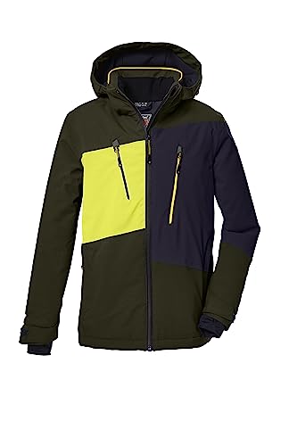 killtec Jungen Skijacke/Funktionsjacke mit abnehmbarer Kapuze und Schneefang, wasserdicht KSW 174 BYS SKI JCKT, dunkeloliv, 152, 39896-000 von Killtec