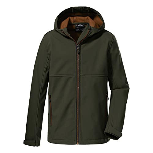 killtec Jungen Softshell Jacke mit Kapuze KOW 202 BYS SFTSHLL JCKT, dunkeloliv, 140, 38568-000 von Killtec