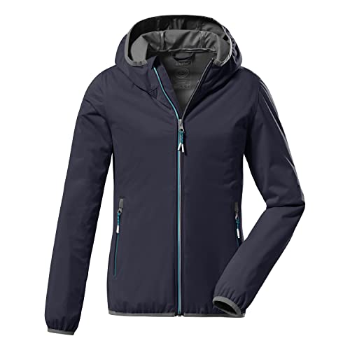 killtec Mädchen Lightweight Jacke, Leichte Jacke mit Stehkragen, packbar KOS 164 GRLS JCKT, blue anthracite, 128, 38362-000 von Killtec