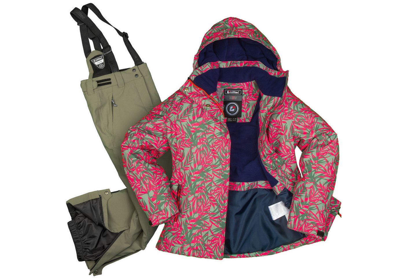 Killtec Skianzug Mädchen Skijacke hellgrün pink gemustert + Skihose hellgrün, verschweißte Nähte Killtec Skianzug Mädchen Skijacke hellgrün pink gemustert + Skihose hellgrün, verschweißte Nähte von Killtec