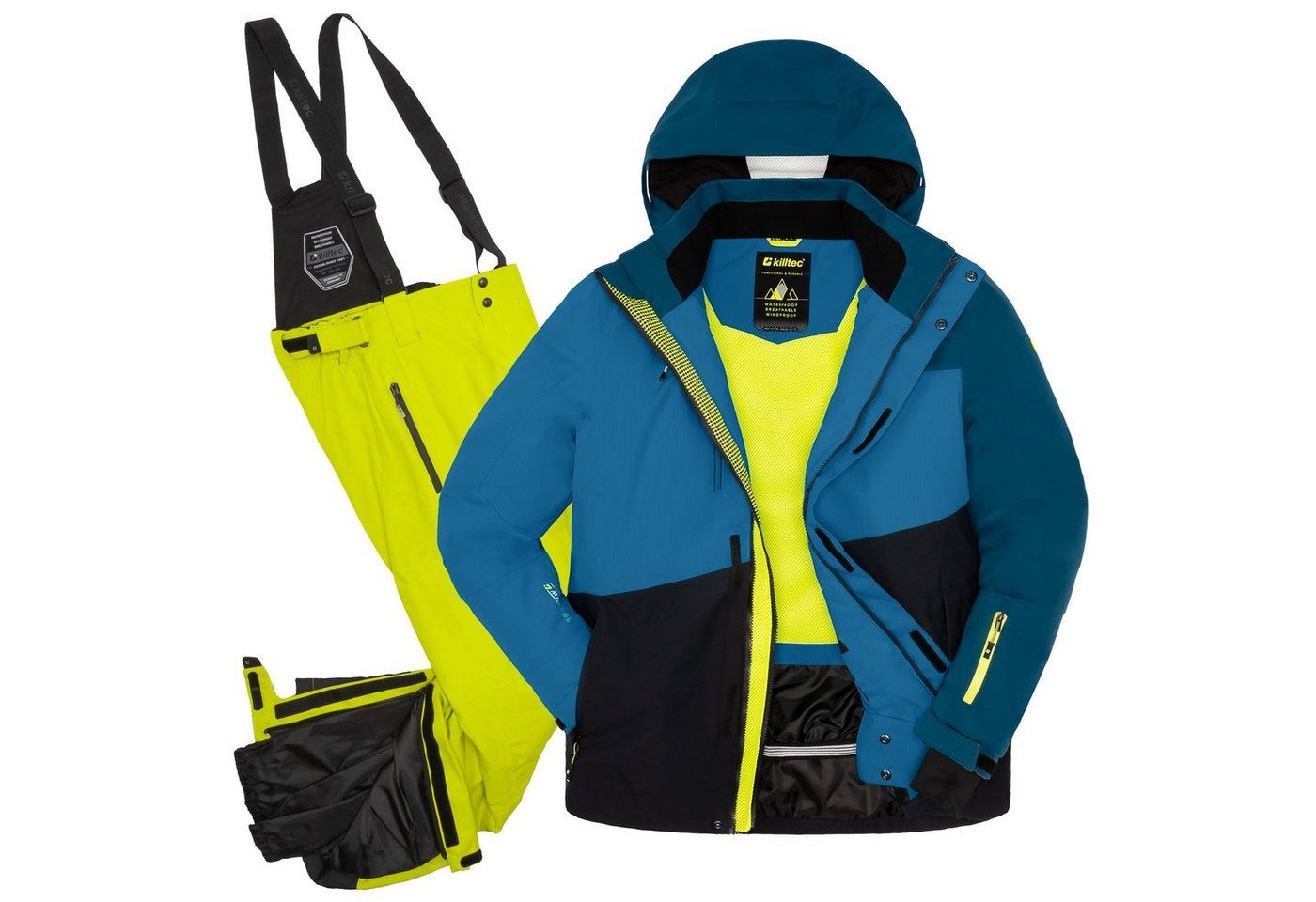 Killtec Skianzug Herren Skijacke + Skihose (blau/limette, Gr. M) von Killtec