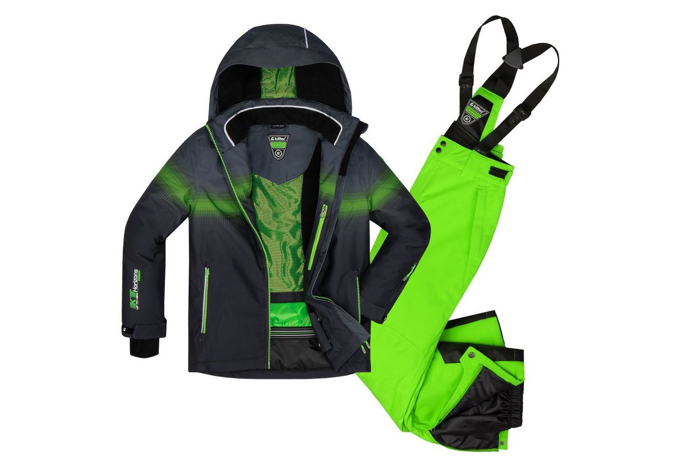 Killtec Skianzug Glenshee - Kinder Skijacke + Skihose (schwarz/ neongrün, Gr. 128) Killtec Skianzug Glenshee - Kinder Skijacke + Skihose (schwarz/ neongrün, Gr. 128) von Killtec