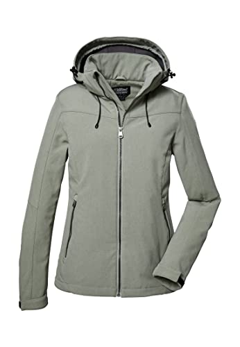 Killtec Damen Softshelljacke Softshell Jacke mit abzippbarer Kapuze Damen Softshelljacke wasserabweisend, Winddicht, atmungsaktiv 00762-helloliv 44 von Killtec