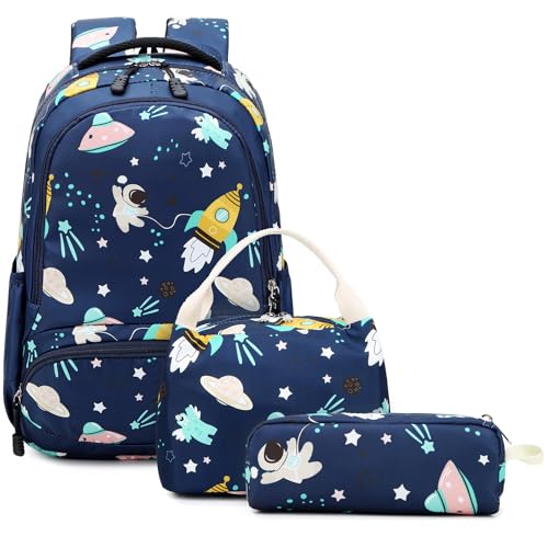 Kimwadalh Kinderrucksack Jungen Grundschule Schulranzen Leicht Kinder Schulrucksack Schule Rucksack Set 3TLG. Schultasche für Schüler der Klassenstufen 1-3 von Kimwadalh