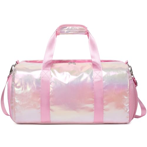 Laser Sporttaschen für Kinder Mädchen Weekender Reisetaschen Schulsporttasche Kindertaschen für Sports Reisen Gym,Rosa von Kimwadalh