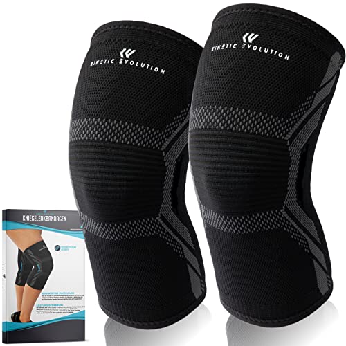 KINETIC EVOLUTION 2 Stück Kniebandage für Damen und Herren, Kompression Kniestütze, Sport Knieschoner für Laufen, Basketball, Sport, Volleyball, Gewichtheben (XL, Schwarz) von KINETIC EVOLUTION