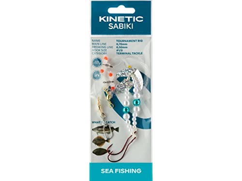 Kinetic Sabiki Tournament #1/0 Blue Pearl/Silver Plattfisch Scholle Flunder Vorfach Rig System von Kinetic