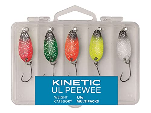 Kinetic UL Peewee Multipack Spoon 5er Pack 1,8 g o. 3,5 g Forellenspoon Blinker Regenbogenforelle Blinker-Set (Mix 1,8g und 3,5g) von Kinetic