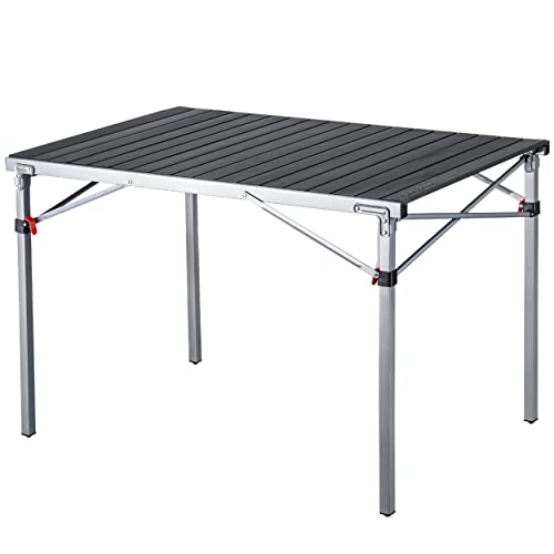 KingCamp Aluminium Klapptisch Campingtisch Falttisch Gartentisch Campingmöbel bis 80 kg belastbar für Picknick Camping Hinterhof Party, 107 × 70 × 70 cm von KingCamp